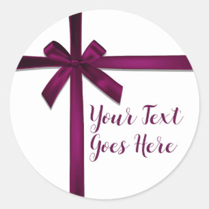 Sticker Rond Vin Satin Ribbon Bow Noël Fête