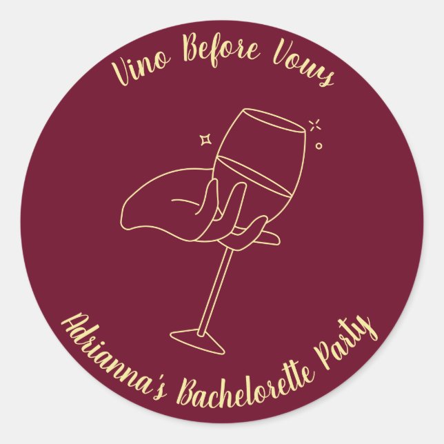 Sticker Rond Vin Vin Vin Vows Bourgogne (Devant)