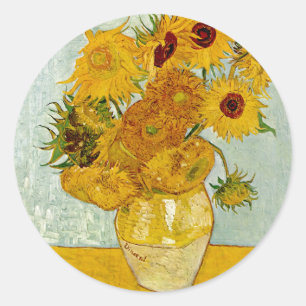 Sticker Rond Vincent Van Gogh 12 Tournesols Impressionniste