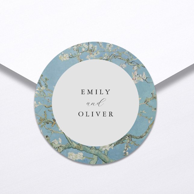 Sticker Rond Vincent Van Gogh Almond Blossom Floral Mariage (Créateur téléchargé)