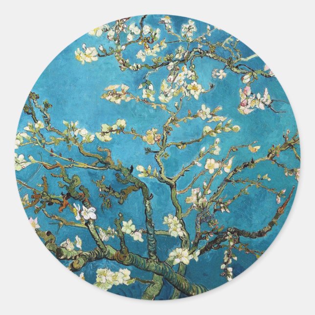 Sticker Rond Vincent van Gogh, Amandier en fleurs (Devant)