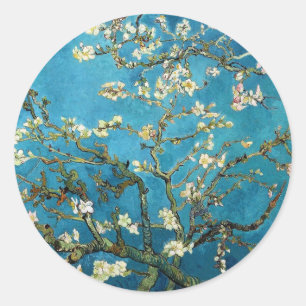 Sticker Rond Vincent van Gogh, Amandier en fleurs