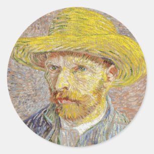 Sticker Rond Vincent van Gogh - Autoportrait au chapeau de pail