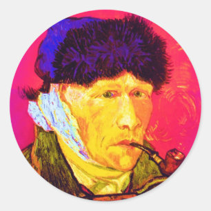 Sticker Rond Vincent Van Gogh - Autoportrait Bandage Pop Art