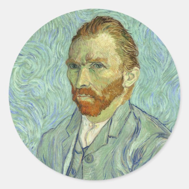 Sticker Rond Vincent Van Gogh Autoportrait Peinture d'art (Devant)