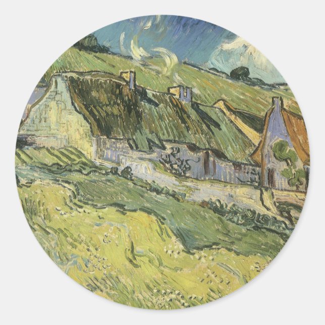 Sticker Rond Vincent van Gogh - Chaumières (Devant)