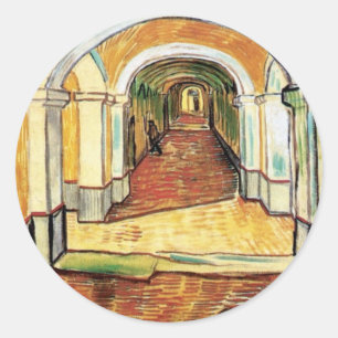 Sticker Rond Vincent Van Gogh - Couloir de l'hôpital Saint-Paul