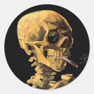 Sticker Rond Vincent Van Gogh - Crâne à la cigarette allumée