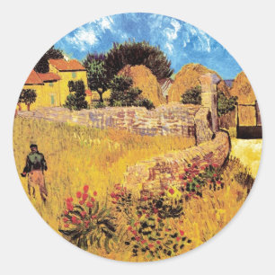Sticker Rond Vincent Van Gogh - Ferme En Provence Art
