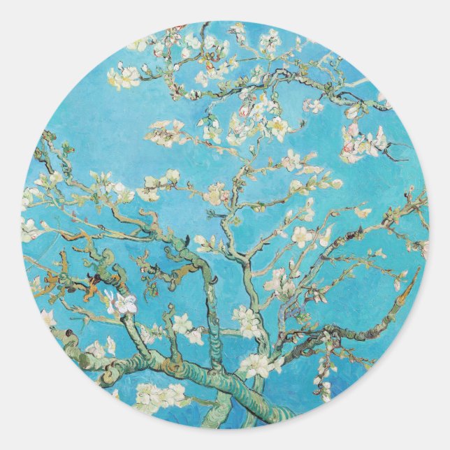 Sticker Rond Vincent van Gogh - Fleur d'amandes (Devant)