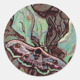 Sticker Rond Vincent Van Gogh - Great Peacock Moth Fine Art