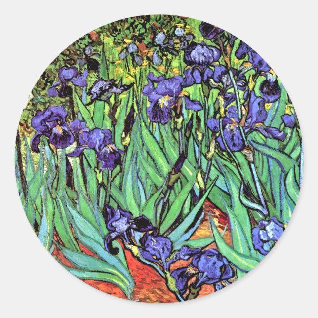 Sticker Rond Vincent Van Gogh - Iris - Amoureux des Fleurs Beau (Devant)