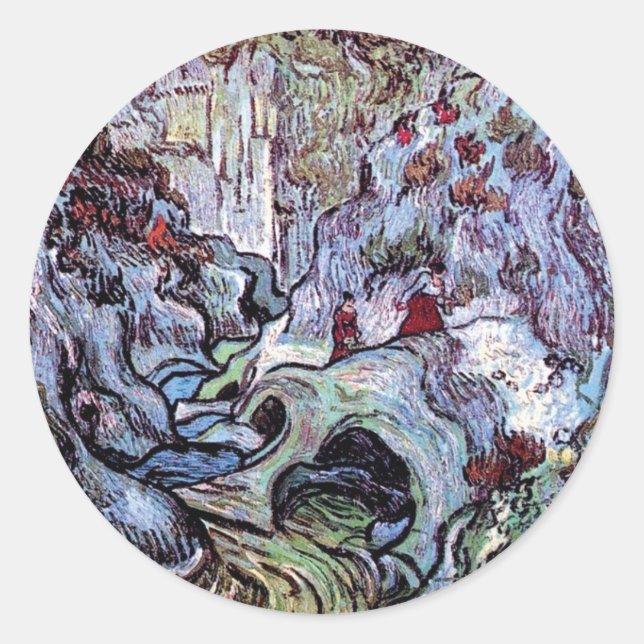Sticker Rond Vincent Van Gogh - Le ravin (Les Peiroulets) (Devant)