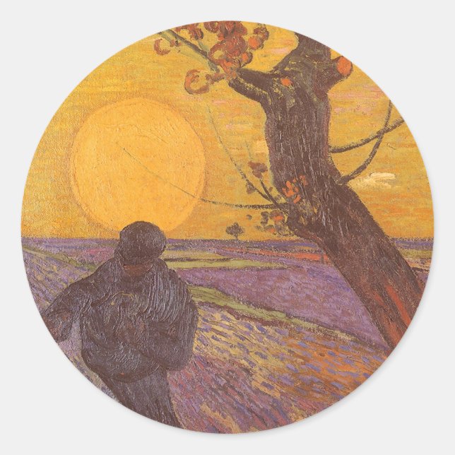 Sticker Rond Vincent van Gogh - Le Semeur (Devant)