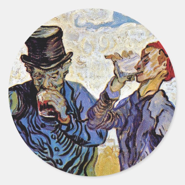 Sticker Rond Vincent Van Gogh - Les Buveurs - Beaux-Arts (Devant)