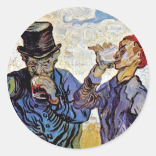 Sticker Rond Vincent Van Gogh - Les Buveurs - Beaux-Arts