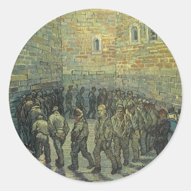 Sticker Rond Vincent van Gogh - Les Prisonniers faisant de l'ex (Devant)