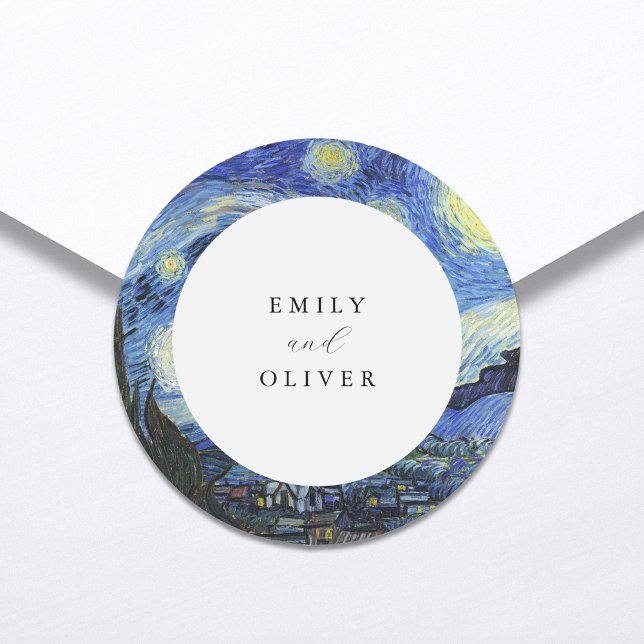 Sticker Rond Vincent Van Gogh Mariage de nuit Starry (Créateur téléchargé)