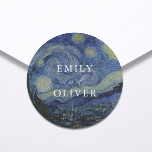 Sticker Rond Vincent Van Gogh Mariage de nuit Starry