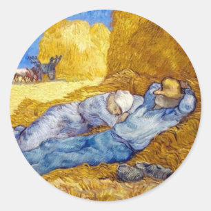 Sticker Rond Vincent Van Gogh - Midi Repos Du Travail - Art