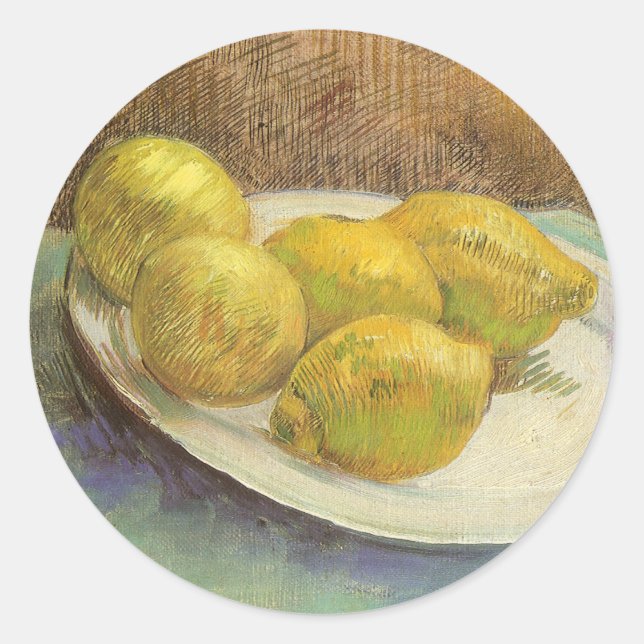 Sticker Rond Vincent van Gogh - Nature morte aux citrons sur un (Devant)