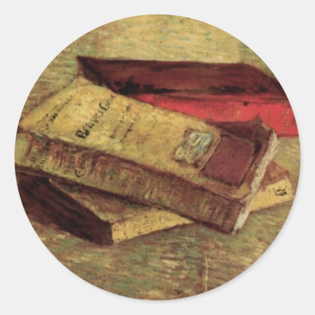 Sticker Rond Vincent van Gogh - Nature morte avec trois livres (Devant)