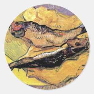 Sticker Rond Vincent Van Gogh - Nature morte Bloaters Beaux-Art