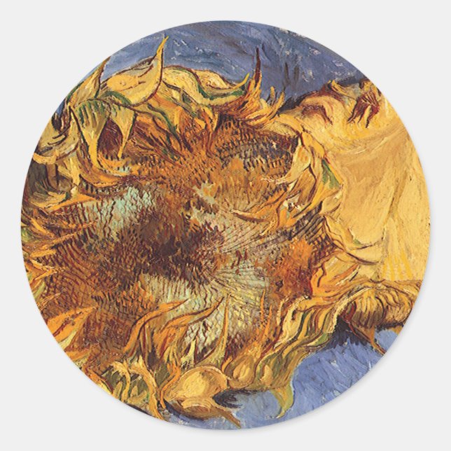 Sticker Rond Vincent van Gogh - Nature morte : Deux tournesols  (Devant)
