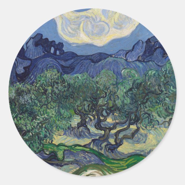 Sticker Rond Vincent van Gogh - Oliviers, Alpilles (Devant)