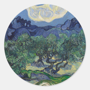 Sticker Rond Vincent van Gogh - Oliviers, Monts des Alpilles