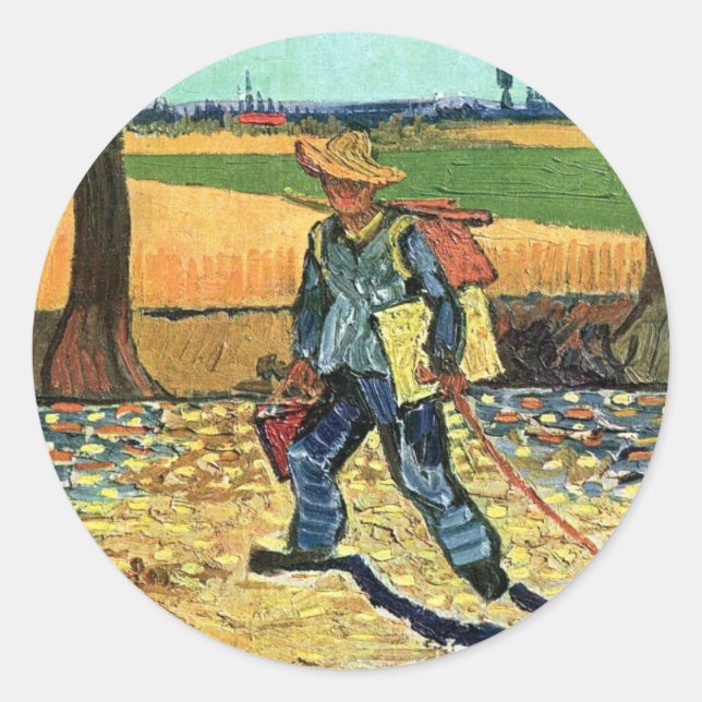 Sticker Rond Vincent Van Gogh - Peintre En Chemin De Travail (Devant)