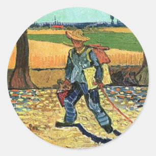 Sticker Rond Vincent Van Gogh - Peintre en route pour son trava