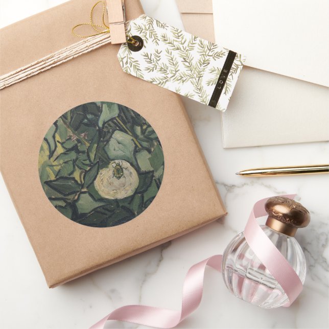 Sticker Rond Vincent van Gogh - Roses et Scarabée (Cadeaux)