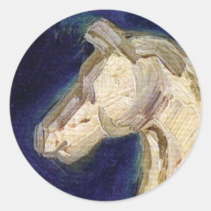 Sticker Rond Vincent Van Gogh - Statuette en plâtre d'un cheval