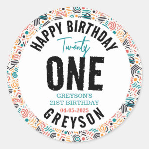 Sticker Rond Vingt et un   21e anniversaire de la géométrie col