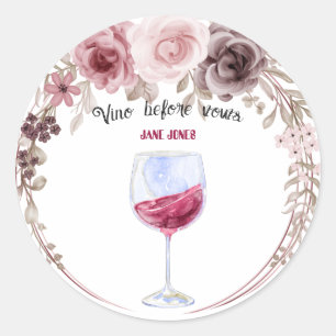 Sticker Rond Vino avant les vœux fête prénuptiale bordeaux et r