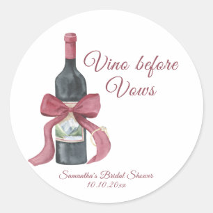 Sticker Rond Vino avant les vœux Shower de mariage