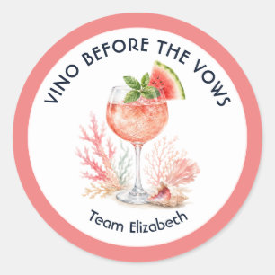 Sticker Rond Vino Before the Vows Bachelorette Côtière