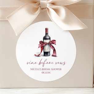 Sticker Rond Vino Before Vows Bouteille de Vin Rouge Enterremen