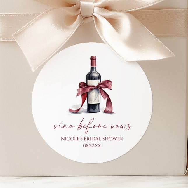 Sticker Rond Vino Before Vows Bouteille de vin rouge Ruban Baby (Créateur téléchargé)