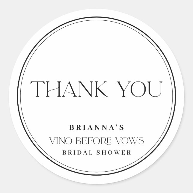 Sticker Rond Vino en Merci noir et blanc avant vaches (Devant)