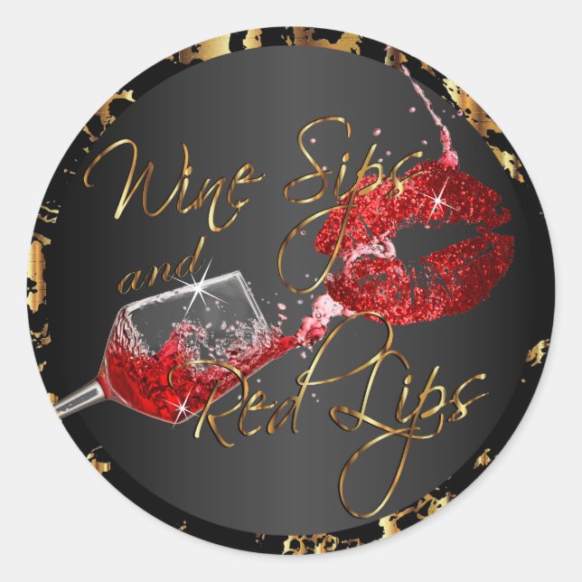 Sticker Rond Vins et lèvres rouges (Devant)