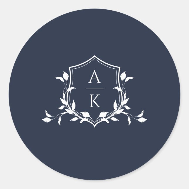 Sticker Rond Vins intemporels Monogramme Crest Navy (Devant)