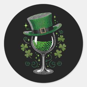 Sticker Rond Vins shamrocks Gles Boire Jour de la Saint Patrick