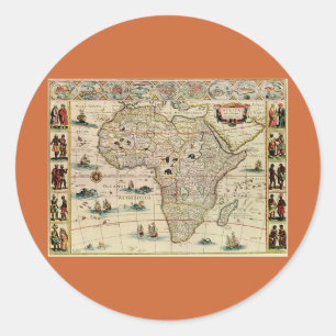 Sticker Rond Vintage 1660's Africa Map by Willem Janszoon Blaeu