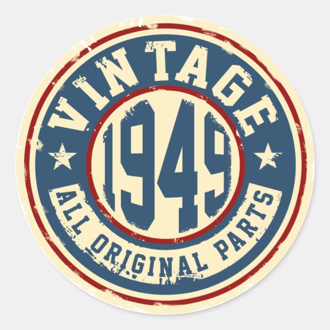 Sticker Rond Vintage 1949 Toutes les pièces d'origine (Devant)
