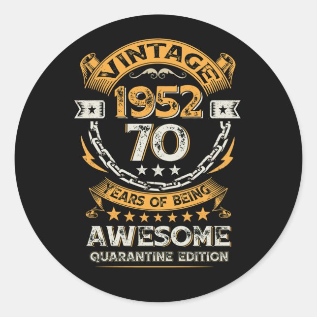 Sticker Rond Vintage 1952 70e anniversaire 70 ans (Devant)