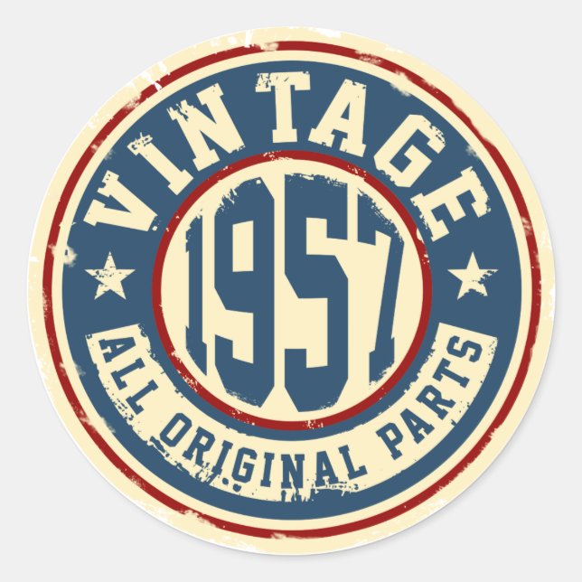 Sticker Rond Vintage 1957 Toutes les pièces d'origine (Devant)