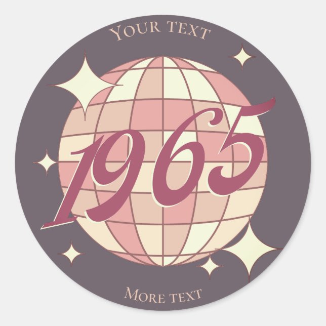 Sticker Rond Vintage 1965 60e anniversaire rétro violet (Devant)