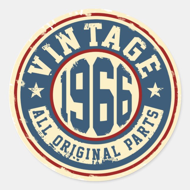 Sticker Rond Vintage 1966 Toutes les pièces d'origine (Devant)